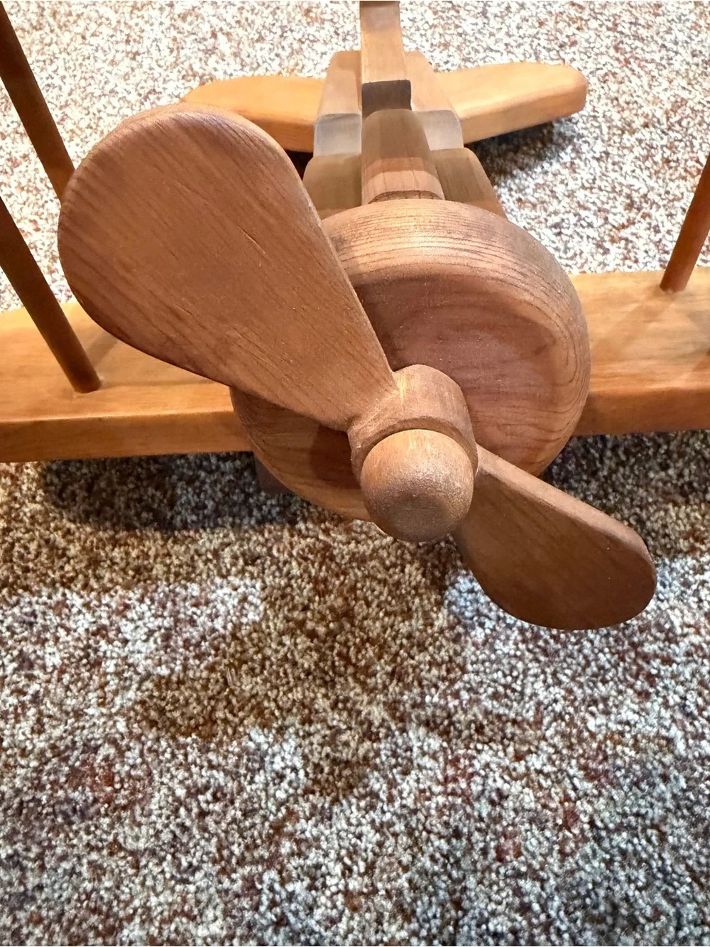 Handcrafted Wooden Biplane Toy - Natural Wood -5” Wingspan